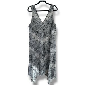 Emma & Michele Plus Size Relaxed Fit Snake Skin Dress with Handkerchief Hem